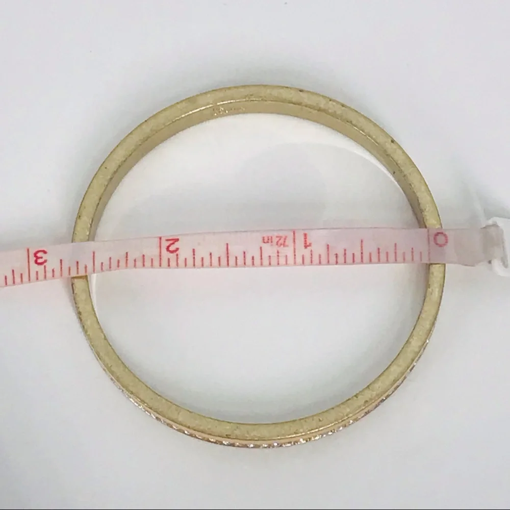 Lia Sophia Gold Tone Bangle with Peach Enamel and Crystal Row